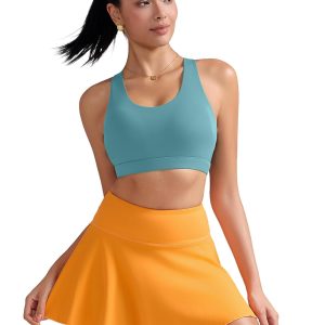 RUNNING GIRL Sports Bra for Women, Criss-Cross Back Padded Strappy Sports Bras Medium Support Yoga Bra with Removable Cups