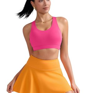 RUNNING GIRL Sports Bra for Women, Criss-Cross Back Padded Strappy Sports Bras Medium Support Yoga Bra with Removable Cups