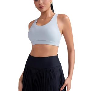 RUNNING GIRL Sports Bra for Women, Criss-Cross Back Padded Strappy Sports Bras Medium Support Yoga Bra with Removable Cups