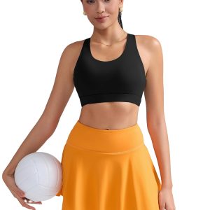 RUNNING GIRL Sports Bra for Women, Criss-Cross Back Padded Strappy Sports Bras Medium Support Yoga Bra with Removable Cups