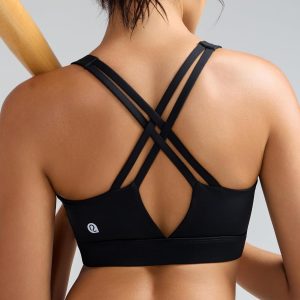 RUNNING GIRL Sports Bra for Women High Support, Molded Cup High Impact Sports Bras with Sewn in Pads Strappy Running Bra