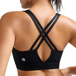 RUNNING GIRL Sports Bra for Women High Support, Molded Cup High Impact Sports Bras with Sewn in Pads Strappy Running Bra