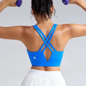 RUNNING GIRL Sports Bra for Women High Support, Molded Cup High Impact Sports Bras with Sewn in Pads Strappy Running Bra