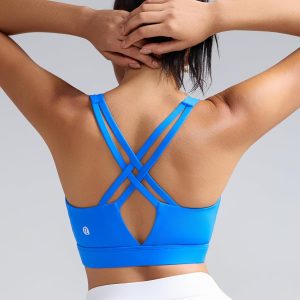 RUNNING GIRL Sports Bra for Women High Support, Molded Cup High Impact Sports Bras with Sewn in Pads Strappy Running Bra