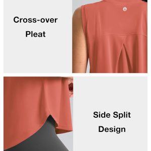 SANTINY Women's Sleeveless Workout Tops Breathable Lightweight Active Tennis Yoga Shirts Athletic Running Tank Tops for Women