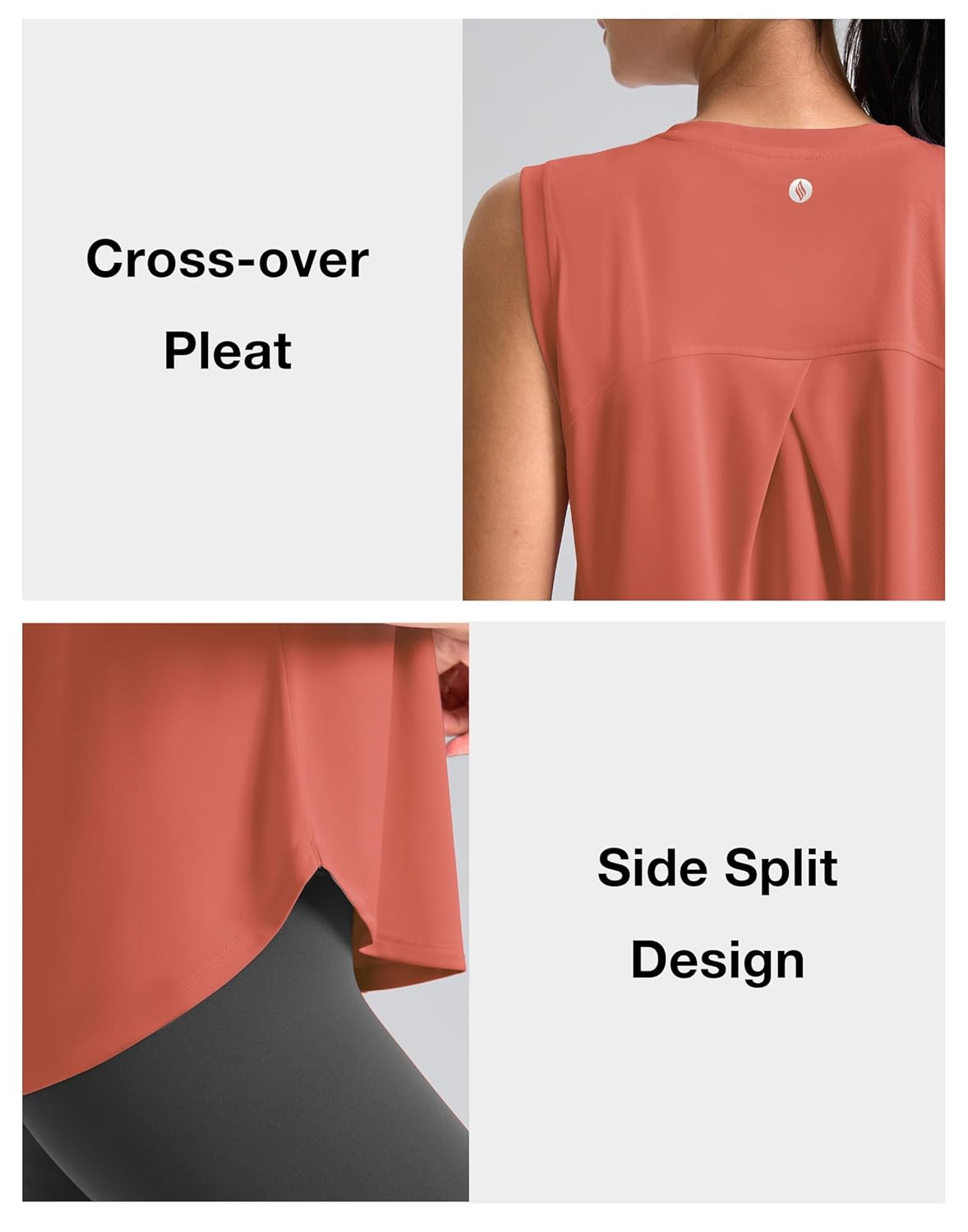 SANTINY Women's Sleeveless Workout Tops Breathable Lightweight Active Tennis Yoga Shirts Athletic Running Tank Tops for Women