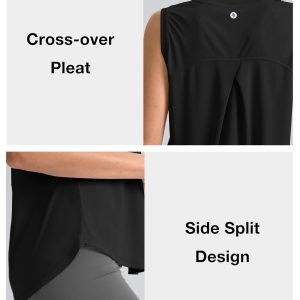 SANTINY Women's Sleeveless Workout Tops Breathable Lightweight Active Tennis Yoga Shirts Athletic Running Tank Tops for Women