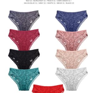 Seamless Underwear for Women Sexy No Show Bikini Panties Lace Ladies Soft Breathable Cotton Bikini for Ladies 12 Pack