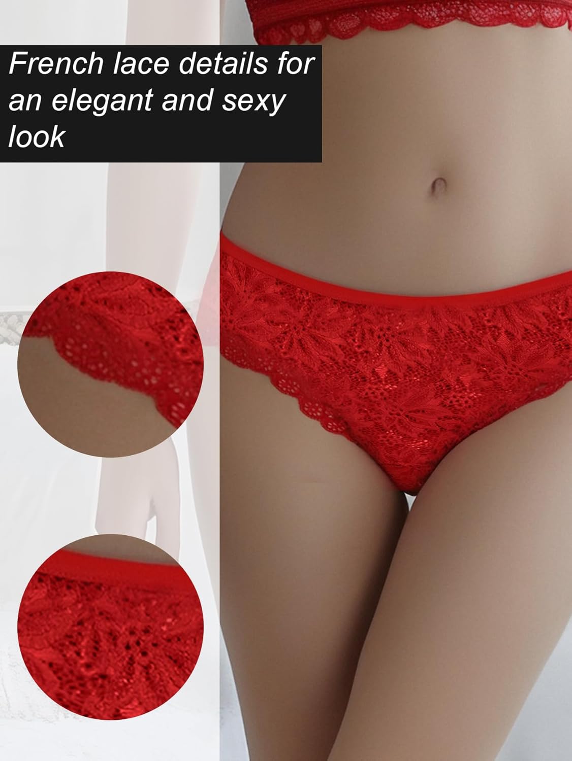 Seamless Underwear for Women Sexy No Show Bikini Panties Lace Ladies Soft Breathable Cotton Bikini for Ladies 12 Pack