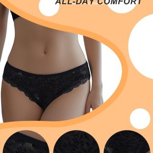 Seamless Underwear for Women Sexy No Show Bikini Panties Lace Ladies Soft Breathable Cotton Bikini for Ladies 12 Pack