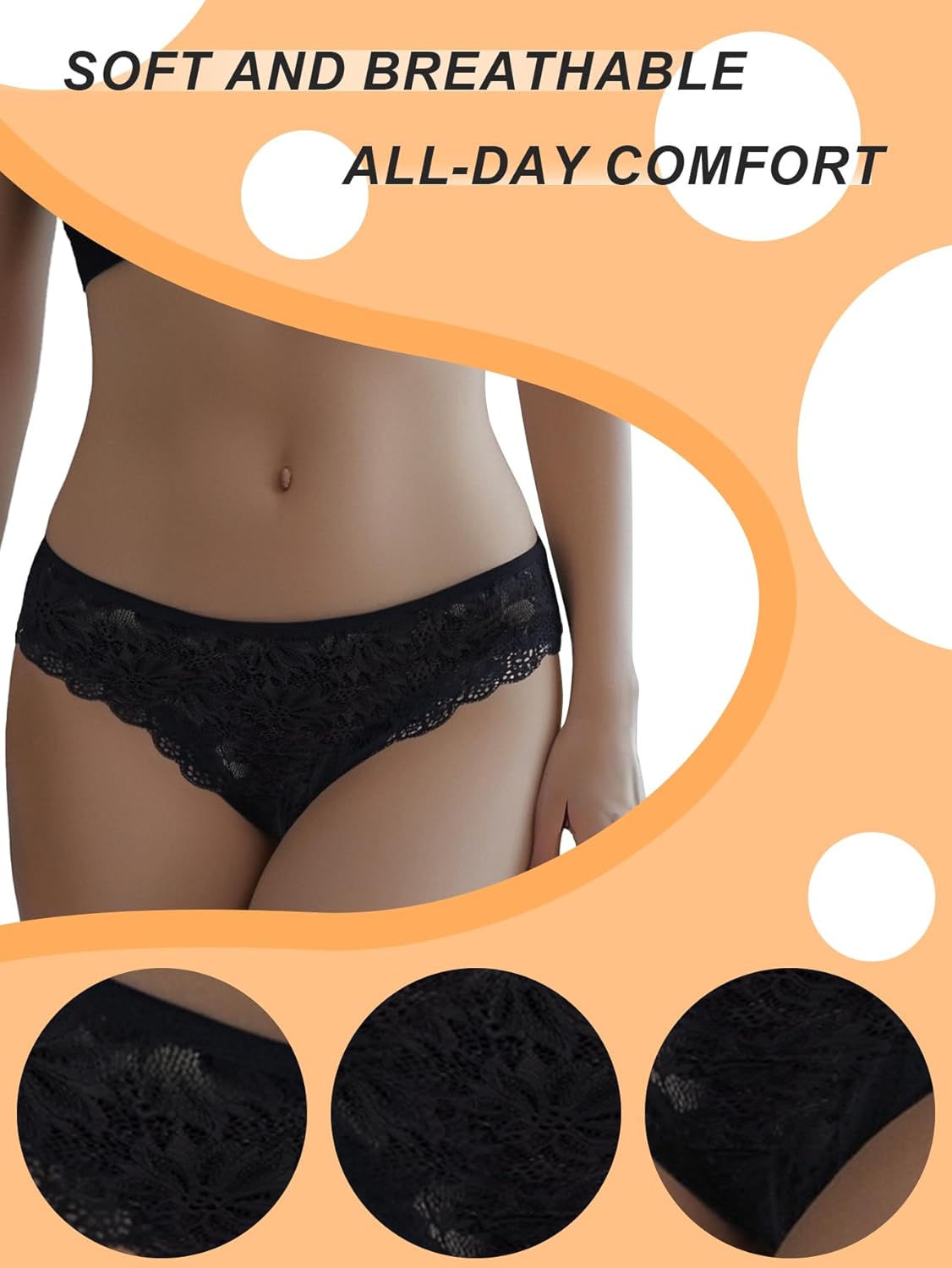 Seamless Underwear for Women Sexy No Show Bikini Panties Lace Ladies Soft Breathable Cotton Bikini for Ladies 12 Pack