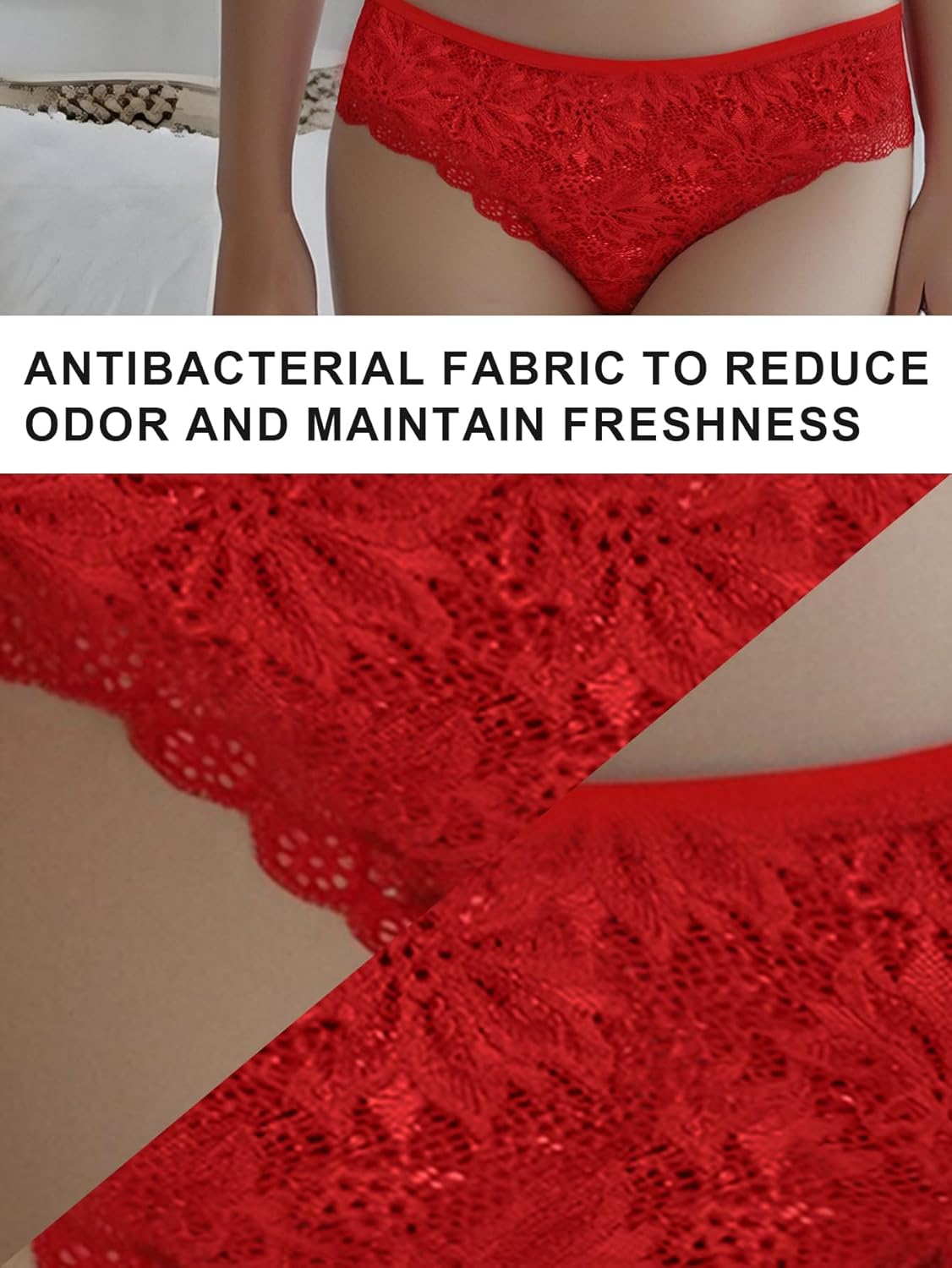 Seamless Underwear for Women Sexy No Show Bikini Panties Lace Ladies Soft Breathable Cotton Bikini for Ladies 12 Pack