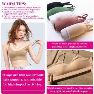 selizo Padded Bralettes for Women, 6 Pcs Sports Bras for Women Pack, V Neck Cami Bando Bra for Women Girls