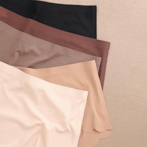 SHARICCA Seamless High Waisted Underwear for Women Cheeky Underwear Wave Edge No Show Bikini Panties Ribbed Panties Pack