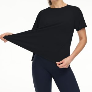 THE GYM PEOPLE Women's Short Sleeve Workout Shirts Breathable Yoga T-Shirts with Side Slits Athletic Tee Tops
