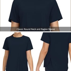 THE GYM PEOPLE Women's Short Sleeve Workout Shirts Breathable Yoga T-Shirts with Side Slits Athletic Tee Tops