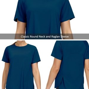 THE GYM PEOPLE Women's Short Sleeve Workout Shirts Breathable Yoga T-Shirts with Side Slits Athletic Tee Tops