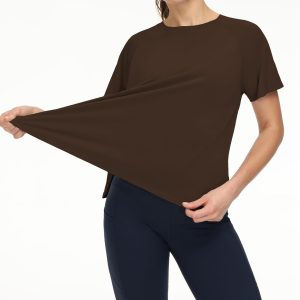 THE GYM PEOPLE Women's Short Sleeve Workout Shirts Breathable Yoga T-Shirts with Side Slits Athletic Tee Tops