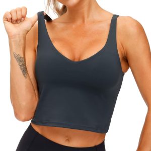 THE GYM PEOPLE Womens' Sports Bra Longline Wirefree Padded with Medium Support