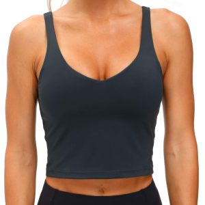 THE GYM PEOPLE Womens' Sports Bra Longline Wirefree Padded with Medium Support