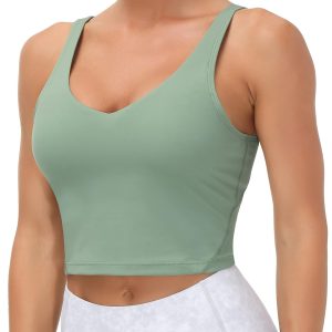 THE GYM PEOPLE Womens' Sports Bra Longline Wirefree Padded with Medium Support