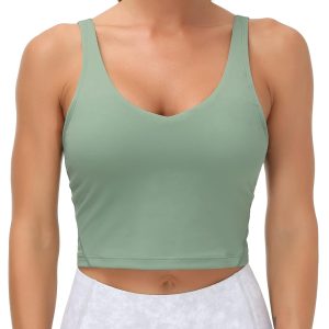 THE GYM PEOPLE Womens' Sports Bra Longline Wirefree Padded with Medium Support