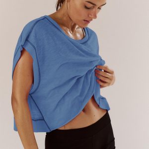 Women Short Sleeve Workout Shirts Open Back Tops Casual Yoga Y2k Athletic Gym Slouchy Crop Running Tees