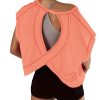 Women Short Sleeve Workout Shirts Open Back Tops Casual Yoga Y2k Athletic Gym Slouchy Crop Running Tees