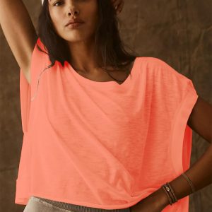 Women Short Sleeve Workout Shirts Open Back Tops Casual Yoga Y2k Athletic Gym Slouchy Crop Running Tees