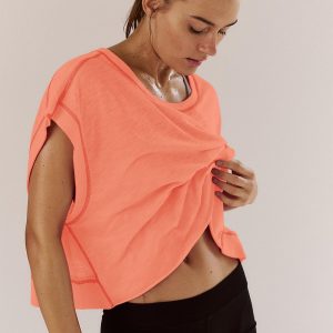 Women Short Sleeve Workout Shirts Open Back Tops Casual Yoga Y2k Athletic Gym Slouchy Crop Running Tees