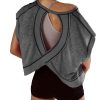 Women Short Sleeve Workout Shirts Open Back Tops Casual Yoga Y2k Athletic Gym Slouchy Crop Running Tees