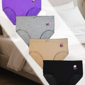 Women's Cotton Bikini Brief Underwear Full Coverage Panties Floral Print Briefs for Ladies 12 Pack