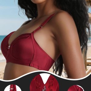 Women's Double Support Wireless No Underwire Seamless Full Coverage Supportive T Shirt Everyday Bras