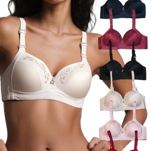 Women's Double Support Wireless No Underwire Seamless Full Coverage Supportive T Shirt Everyday Bras