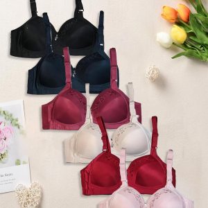 Women's Double Support Wireless No Underwire Seamless Full Coverage Supportive T Shirt Everyday Bras