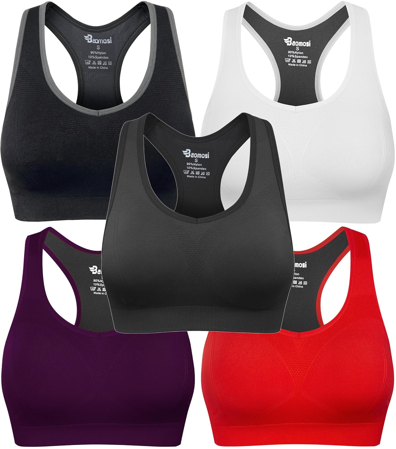 Women's Seamless Racerback Sports Bra High Impact Support Yoga Gym Workout Fitness