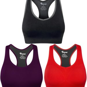 Women's Seamless Racerback Sports Bra High Impact Support Yoga Gym Workout Fitness