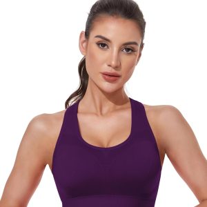 Women's Seamless Racerback Sports Bra High Impact Support Yoga Gym Workout Fitness