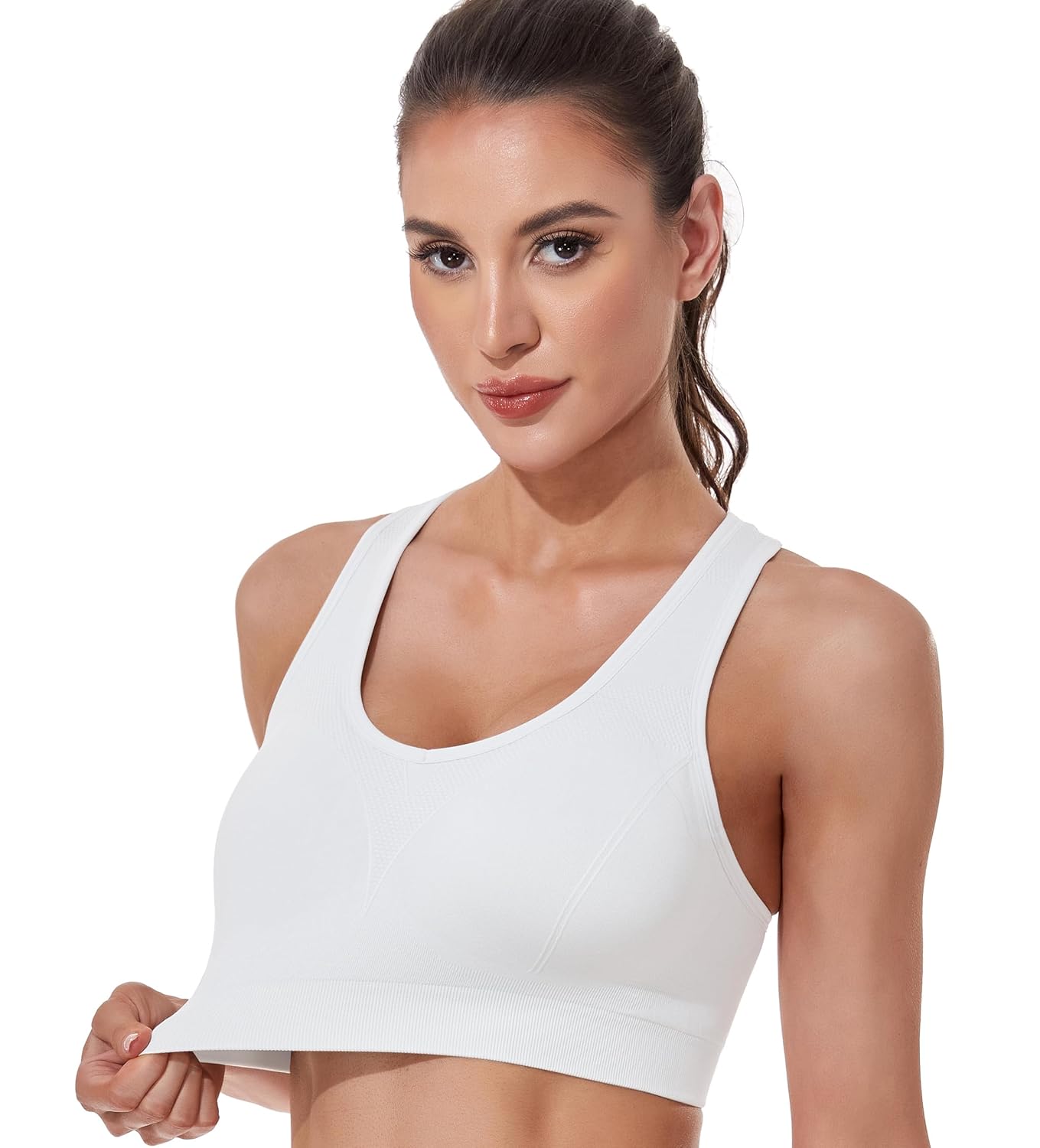 Women's Seamless Racerback Sports Bra High Impact Support Yoga Gym Workout Fitness