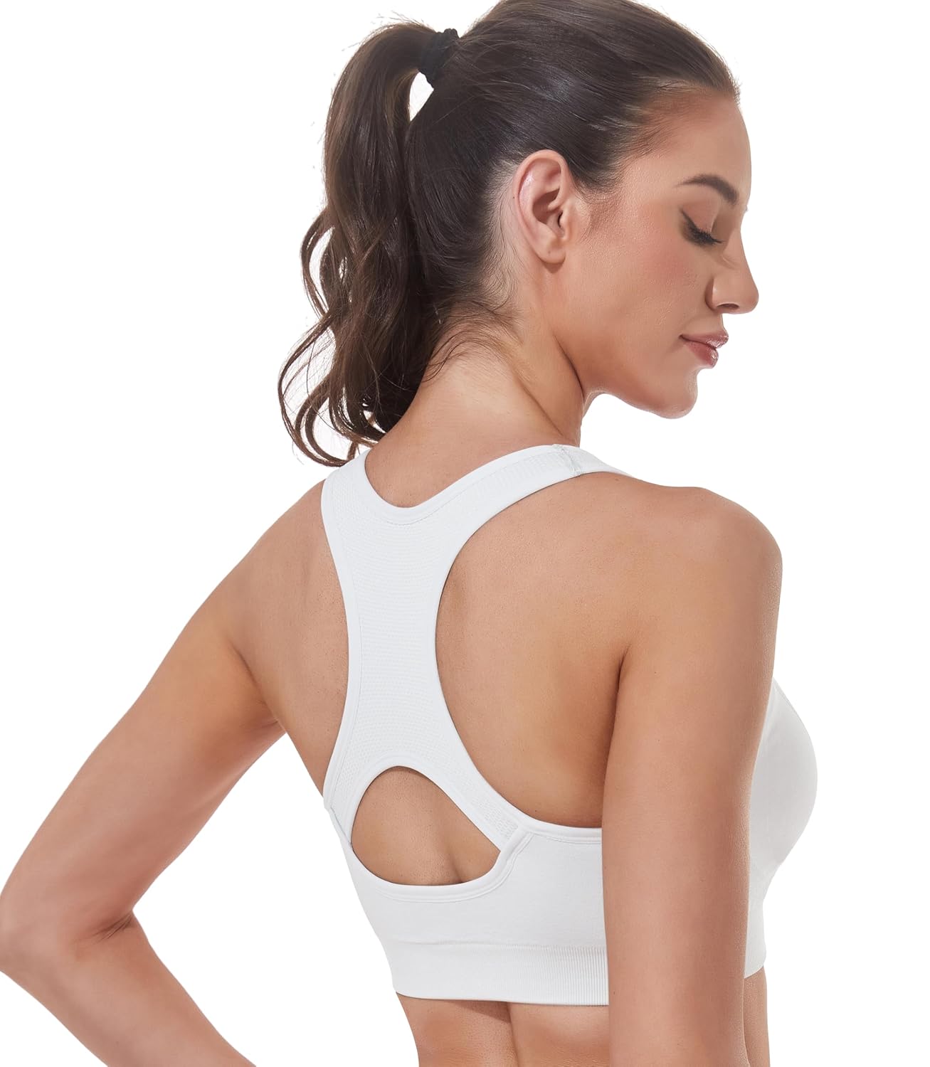 Women's Seamless Racerback Sports Bra High Impact Support Yoga Gym Workout Fitness