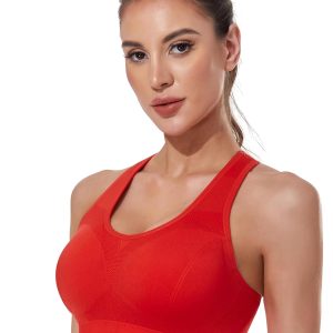Women's Seamless Racerback Sports Bra High Impact Support Yoga Gym Workout Fitness