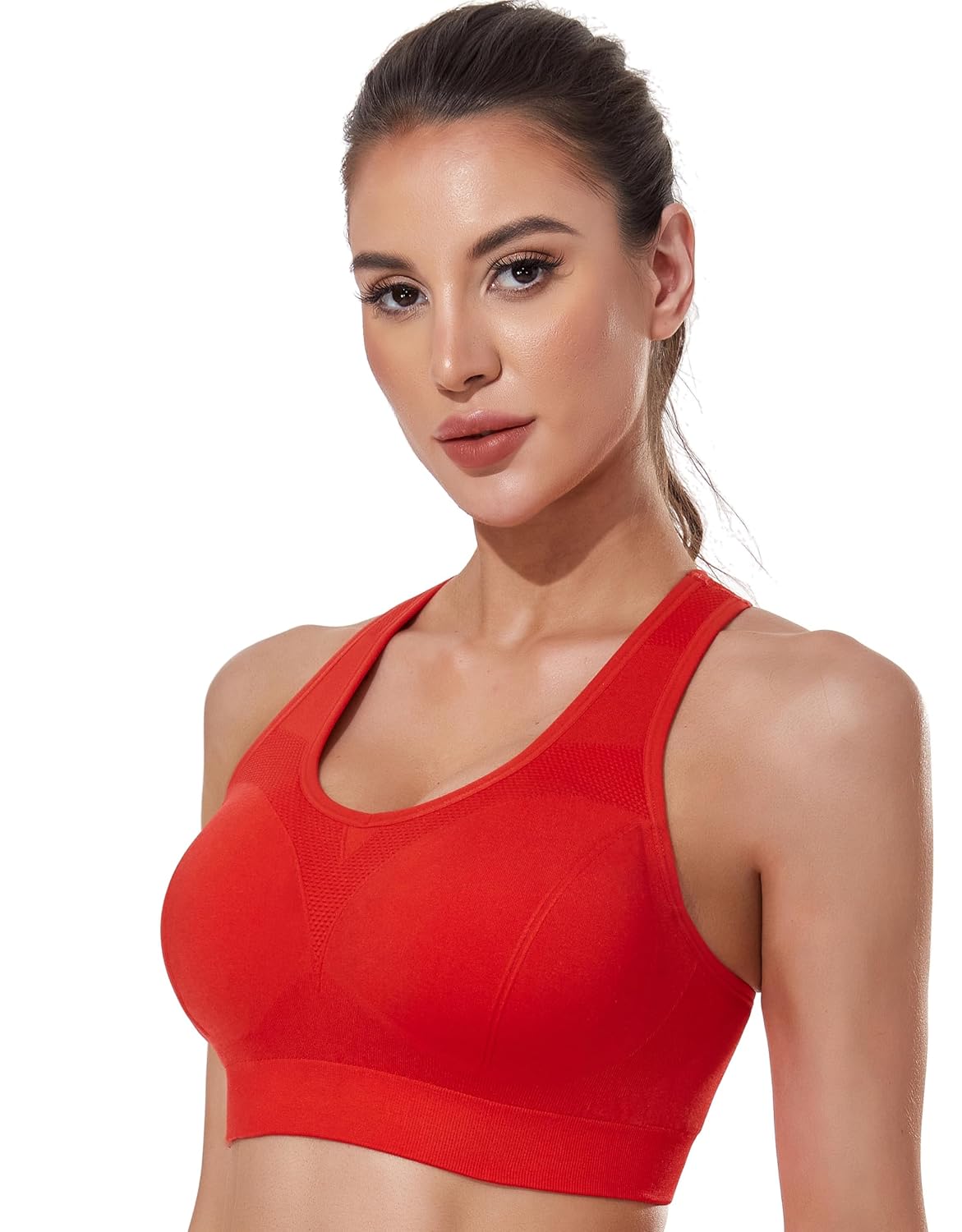 Women's Seamless Racerback Sports Bra High Impact Support Yoga Gym Workout Fitness