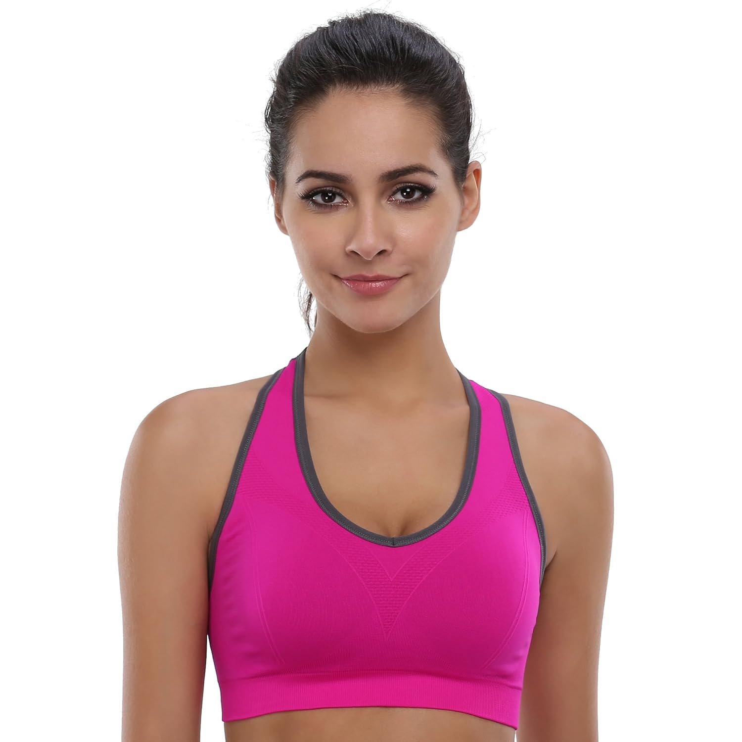Women's Seamless Racerback Sports Bra High Impact Support Yoga Gym Workout Fitness