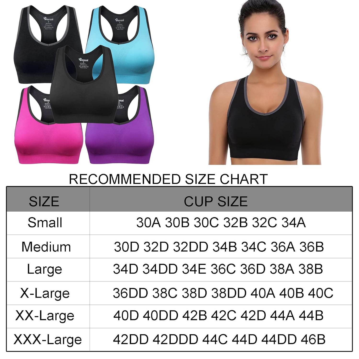 Women's Seamless Racerback Sports Bra High Impact Support Yoga Gym Workout Fitness