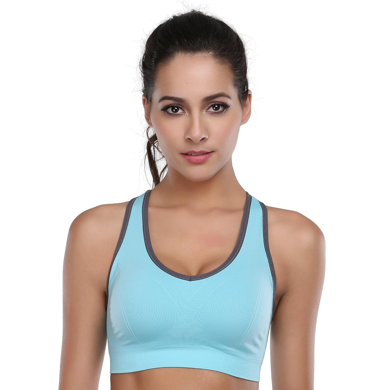 Women's Seamless Racerback Sports Bra High Impact Support Yoga Gym Workout Fitness