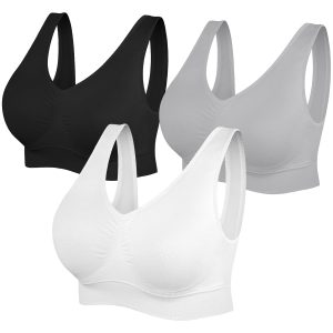 Womens Sports Bras, Yoga Comfort Seamless Stretchy Sports Bra for Women 3 Pack