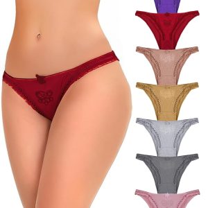 Women's Thongs Cotton Breathable Panties Bikini Underwear Pack of 12