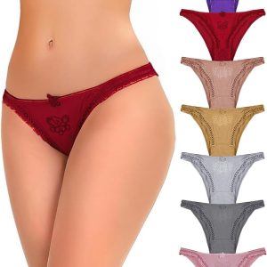 Women's Thongs Cotton Breathable Panties Bikini Underwear Pack of 12