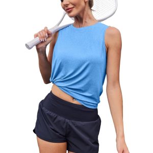 Womens Workout Tank Tops Lightweight Sleeveless Shirts for Women Loose Fit Tops for Athletic Running Tennis Yoga