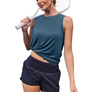 Womens Workout Tank Tops Lightweight Sleeveless Shirts for Women Loose Fit Tops for Athletic Running Tennis Yoga